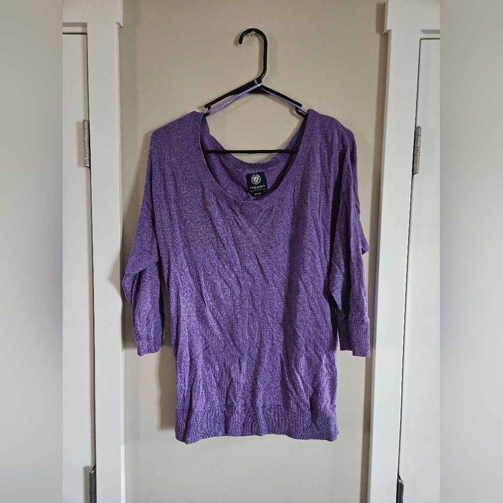 American Eagle AE M Medium Purple Crew Office Lounge Half Sleeve Sweater